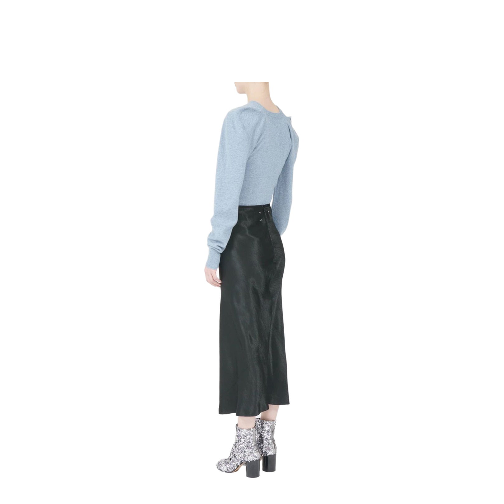 Black Satin Midi Skirt