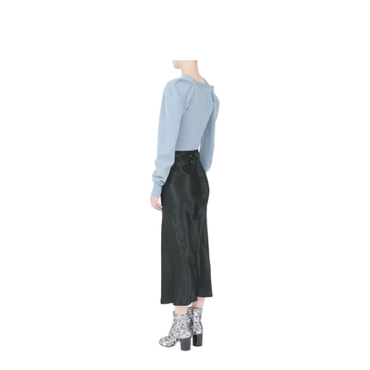 Black Satin Midi Skirt