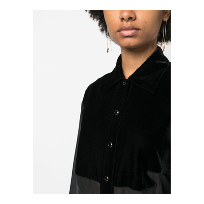 Panelled Buttoned Silk Shirt