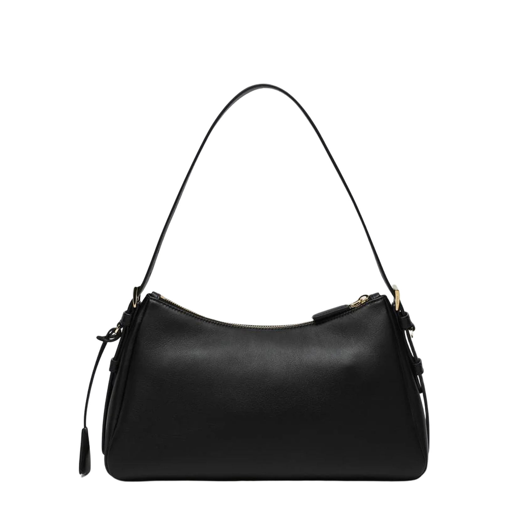 Black Leather Medium Shoulder Bag