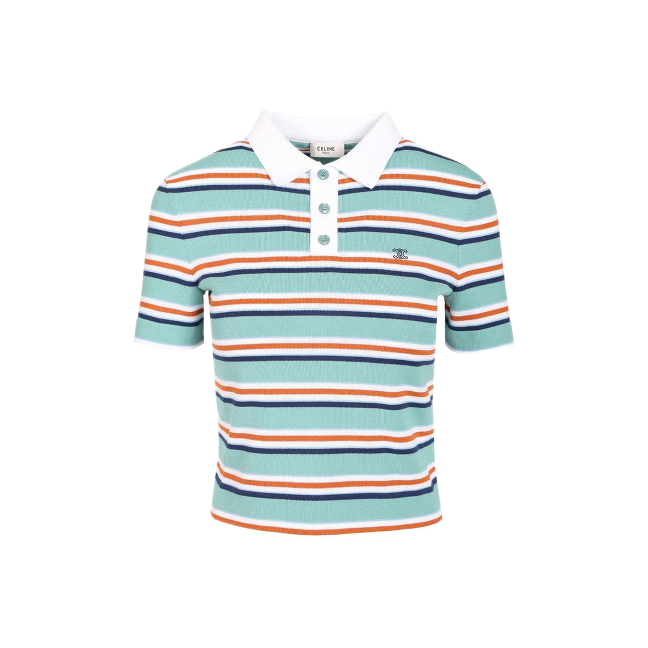 MAYFEYR - Celine - C Line Light Blue Cropped Polo Shirt - RY0UL3B21GFY6