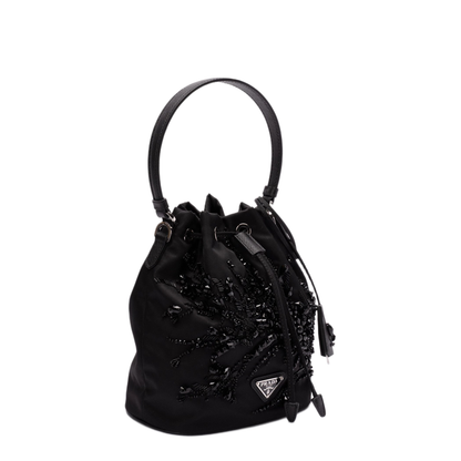 Re-Nylon Small Recycled Polyamide Bucket Bag - Black