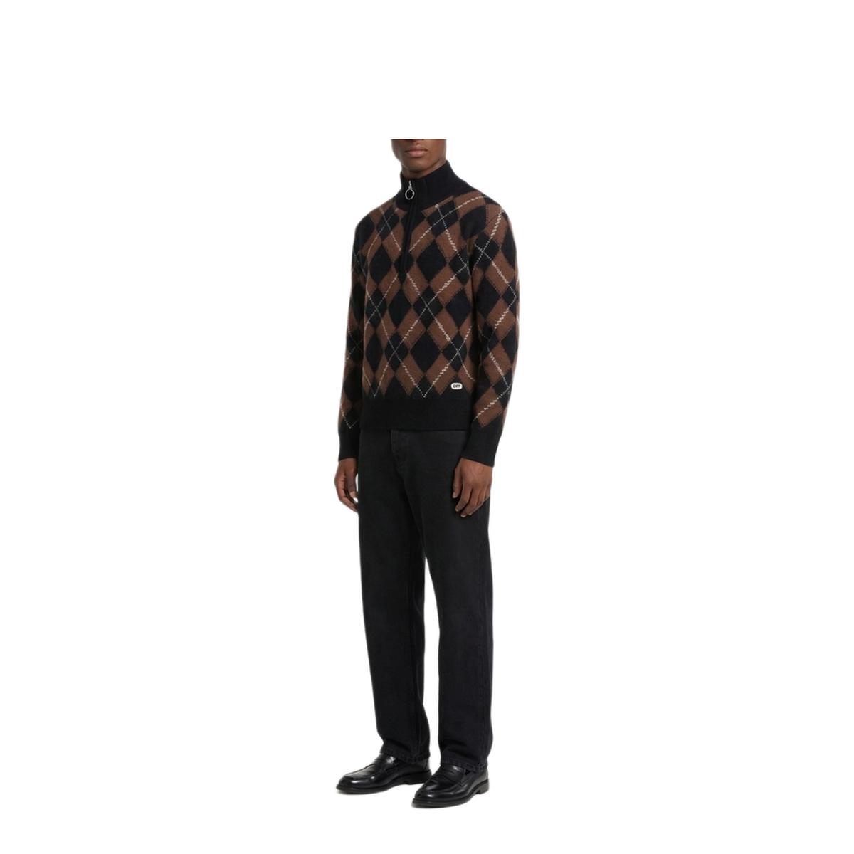MAYFEYR - Ami Paris - Argyle Half Zip Sweater - HKS897KN0202A352