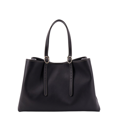 GG Emblem Medium Leather Bucket Bag - Black