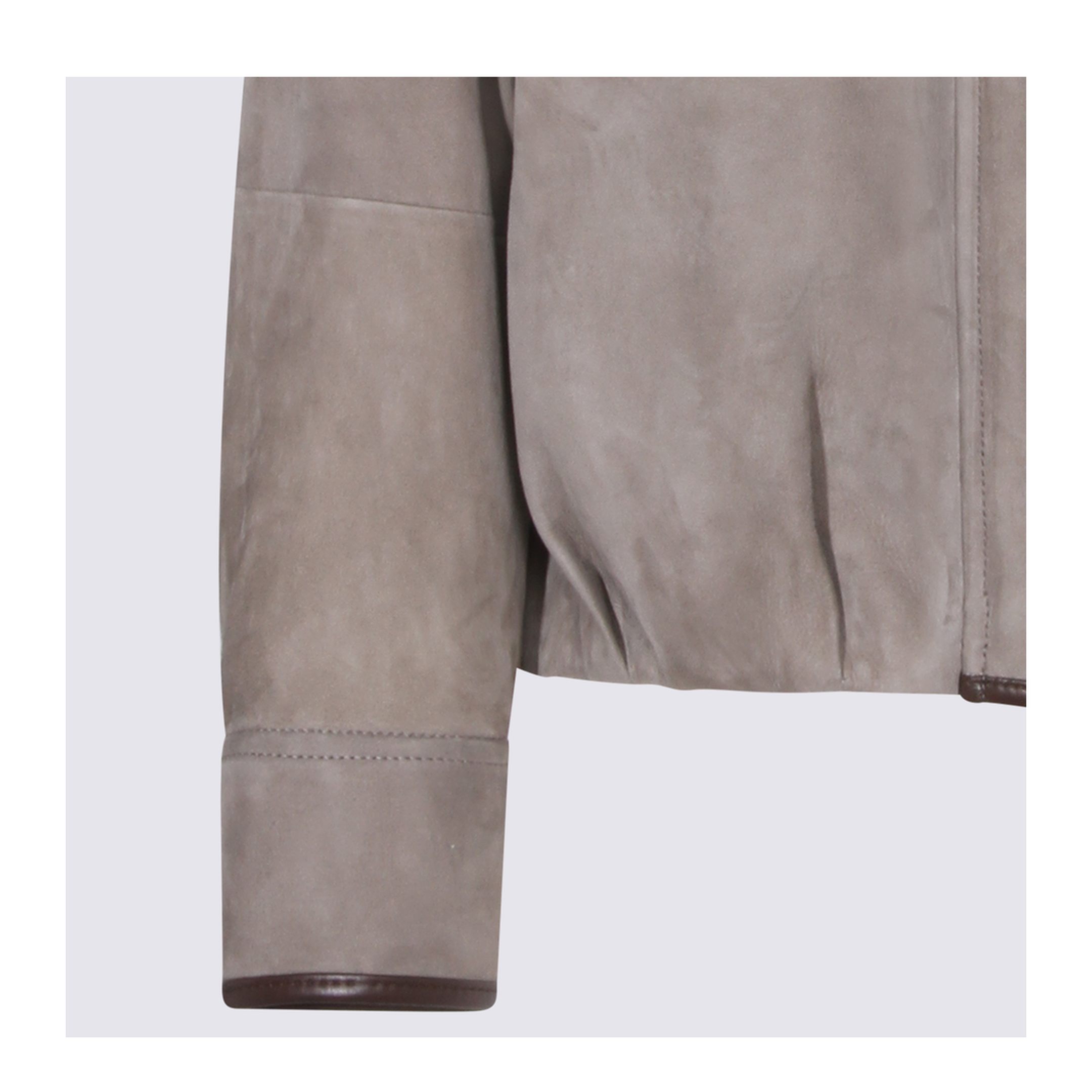 Faded Green Jacket With High Neck And Front Patch Pockets In Suede