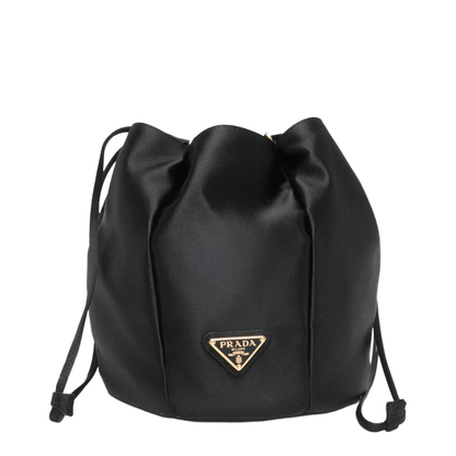 Mini Silk Viscose Bucket Bag - Black