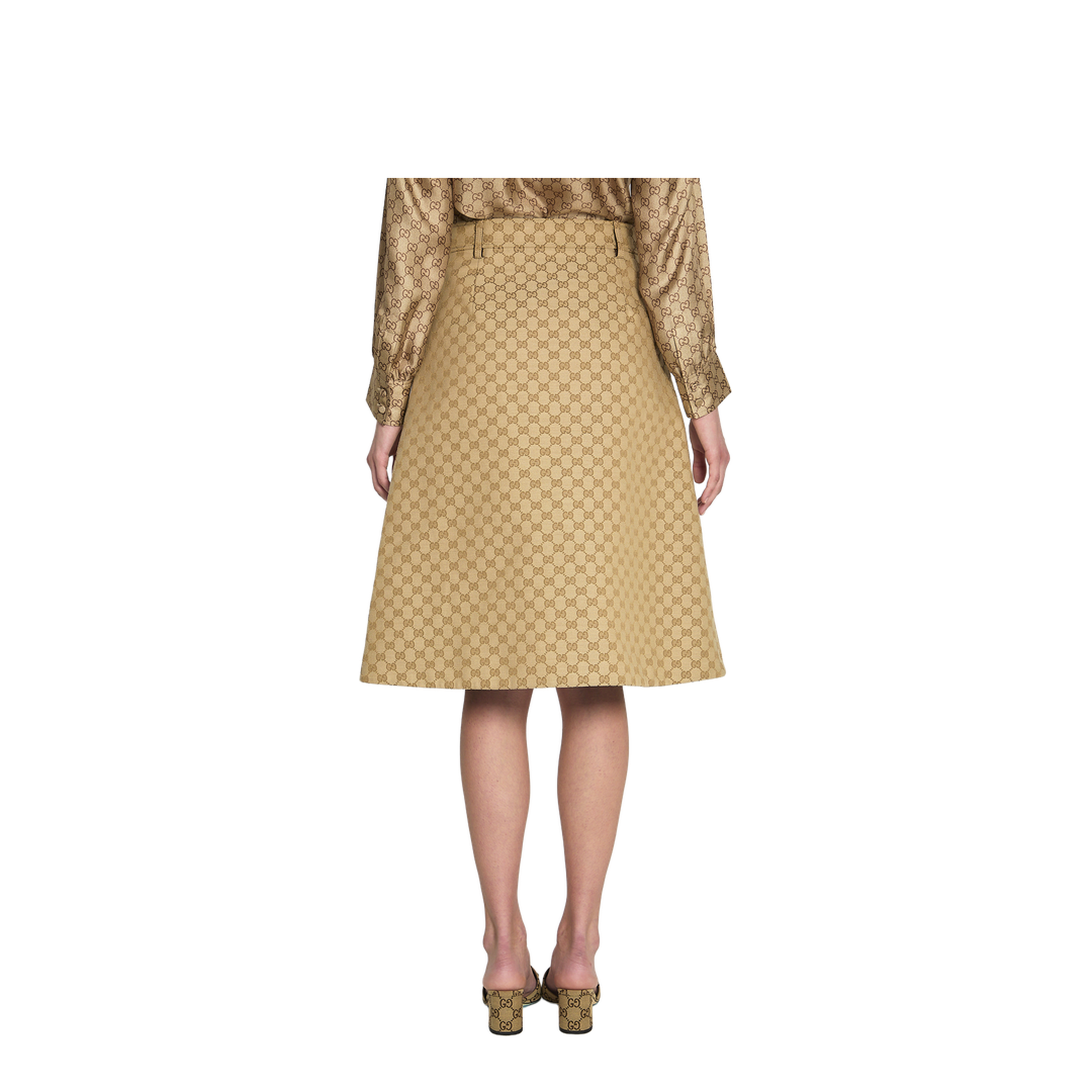 Cotton Canvas Fabric Skirt in Sand