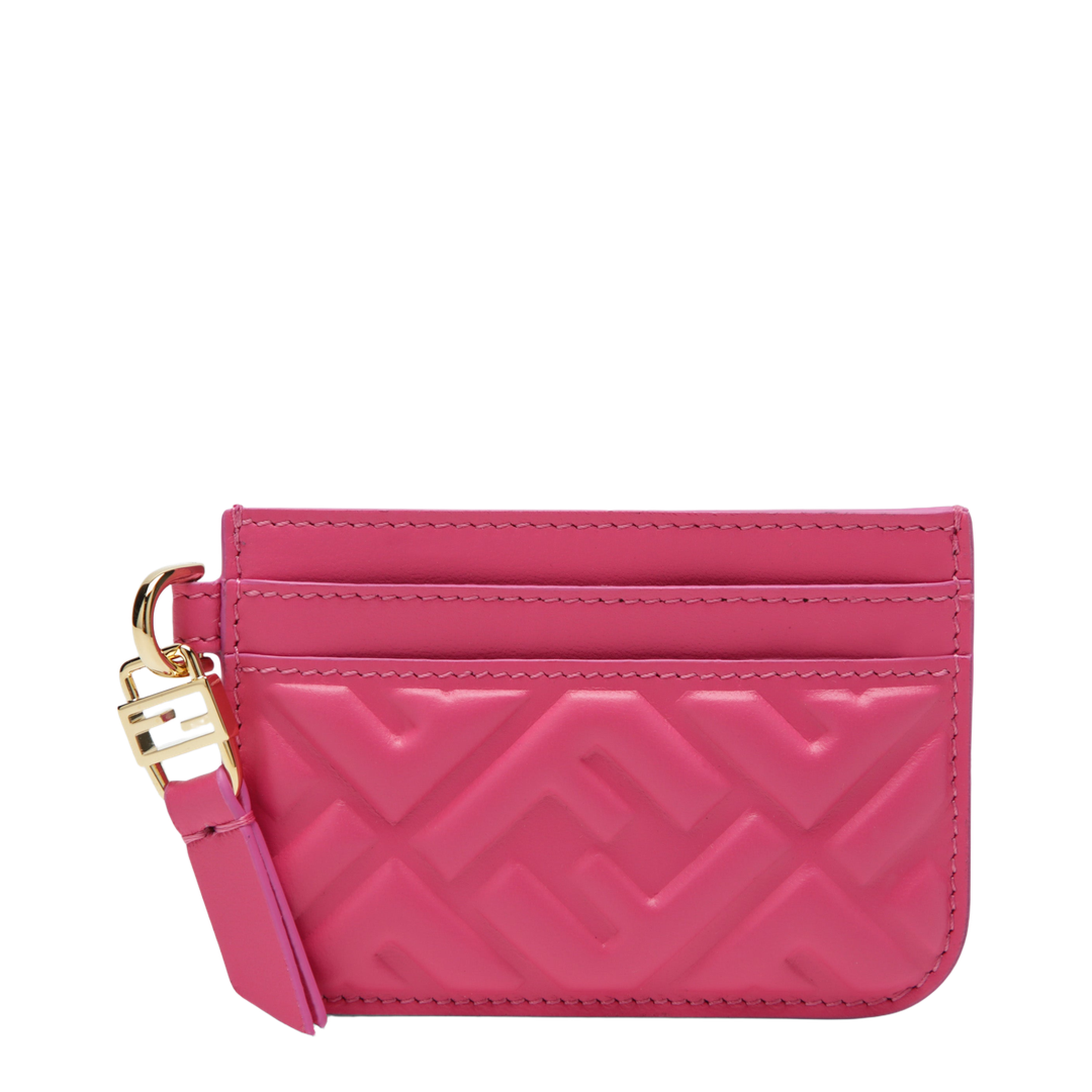 Fuchsia Nappa Leather Baguette Card Case with FF Motif