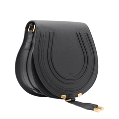 Marcie Calfskin Saddle Bag - Black