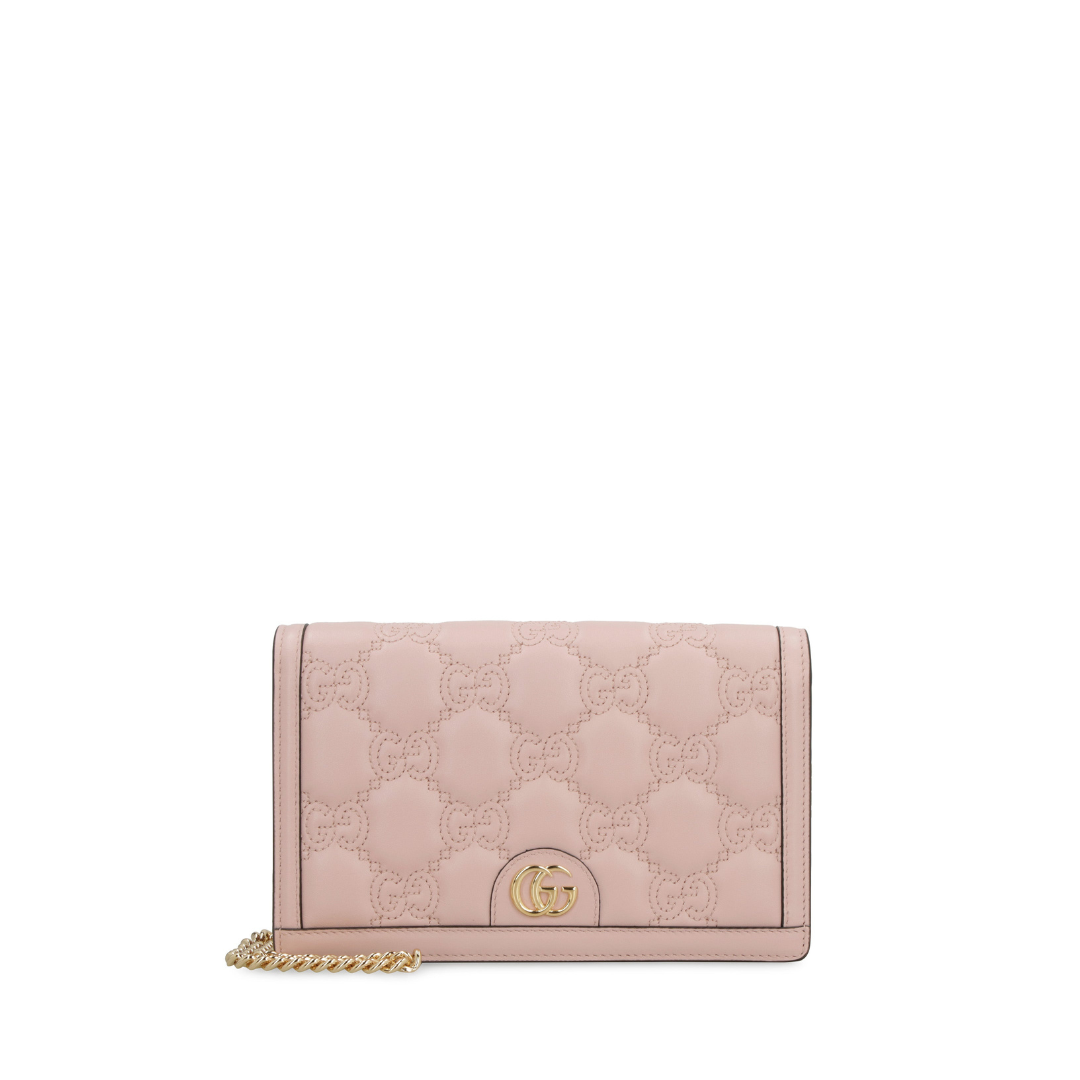 Gg Matelassé Chain Wallet Light Pink