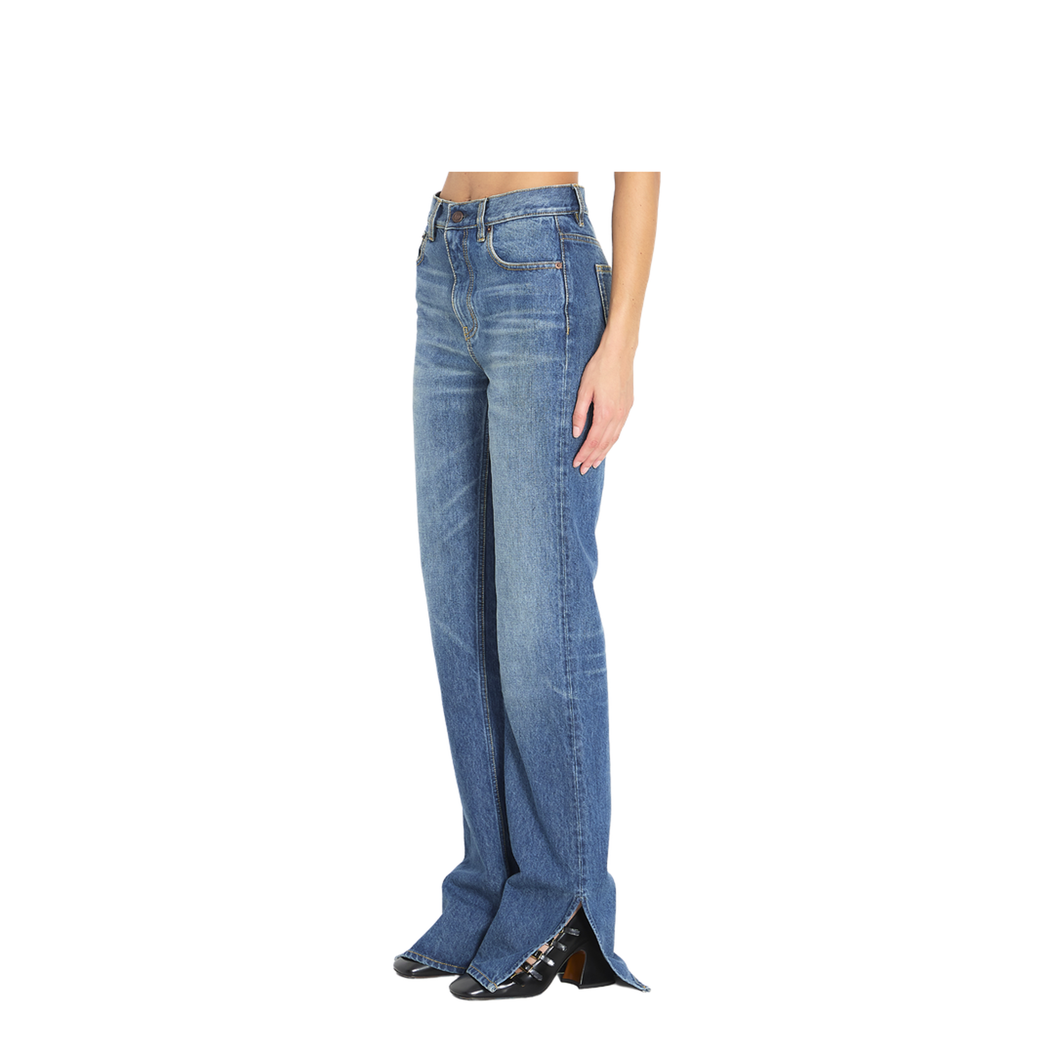 Straight-leg denim jeans