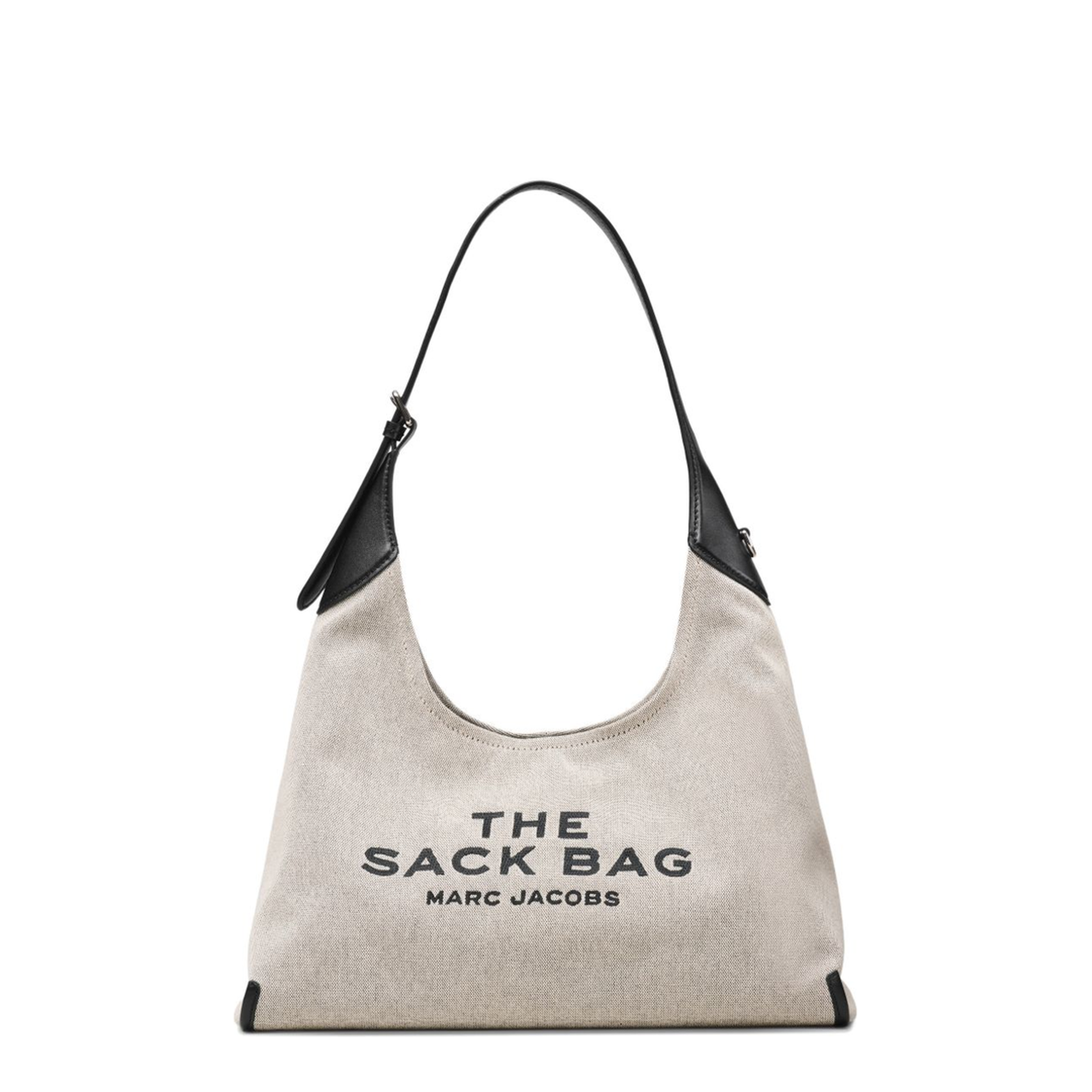 The Sack Bag Canvas Shoulder Bag - Ivory/Black