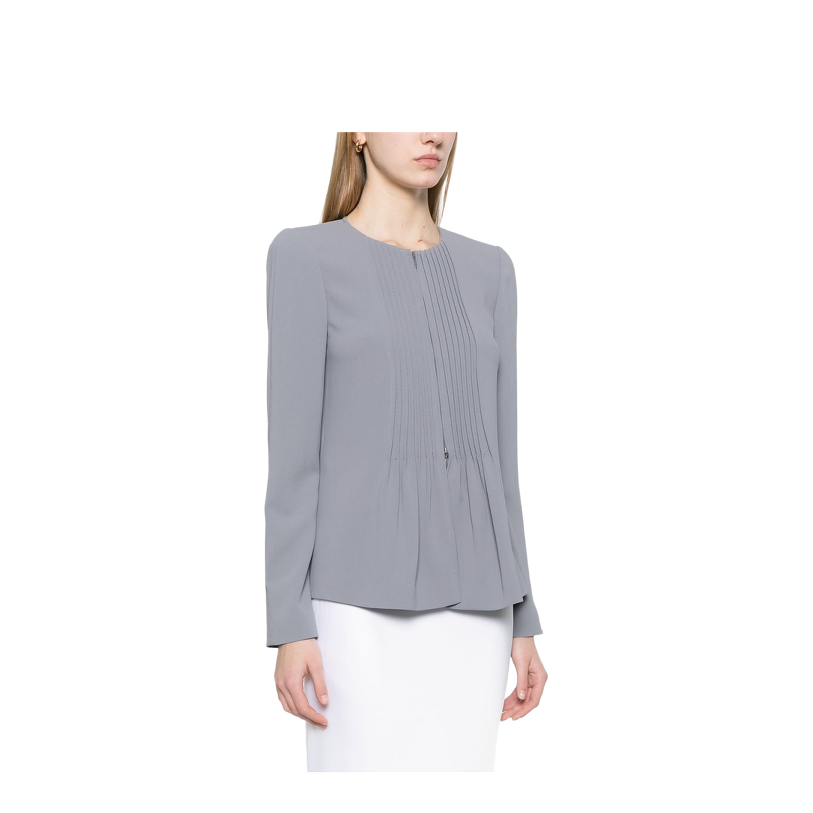 Jacket in Pleated Fluid Armure Fabric
