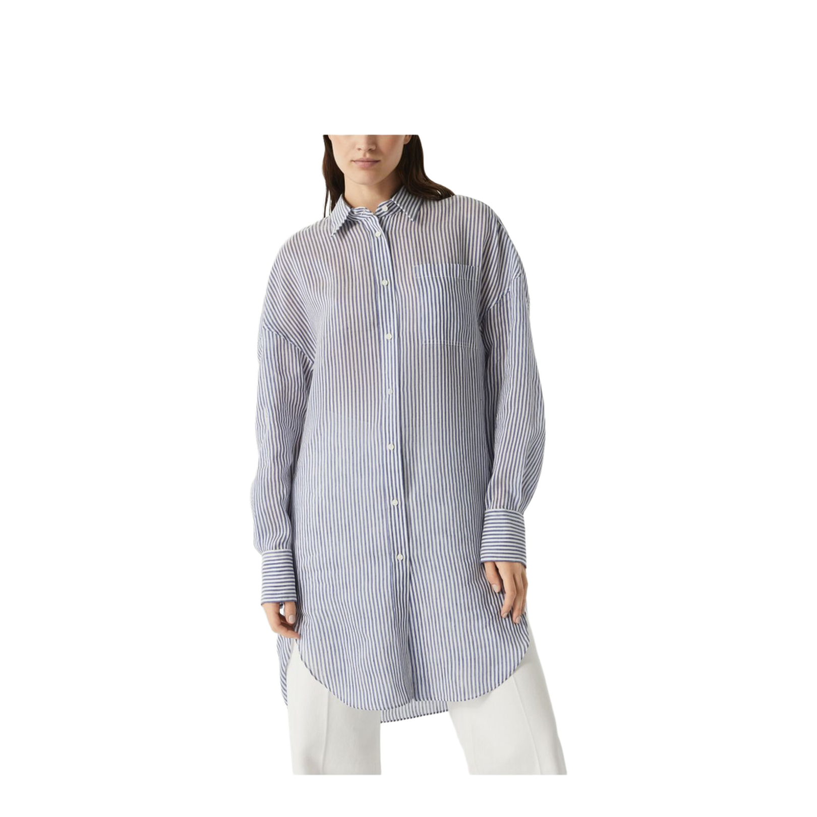 Long Shirt with Monili in Azure