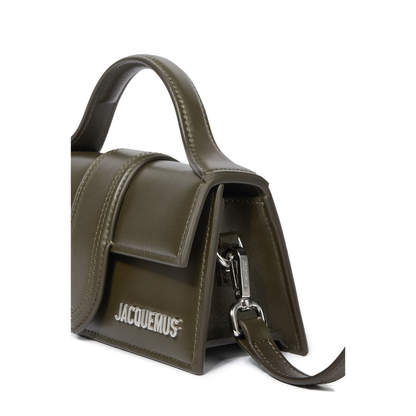 Khaki Green Top Handle Leather Bag