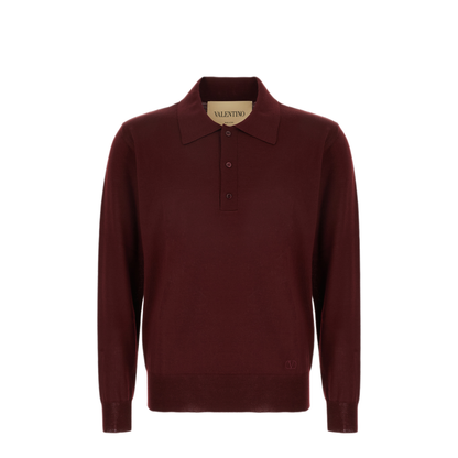 MAYFEYR - Valentino - Burgundy Wool Polo Shirt - 9V3KP04UBH9697