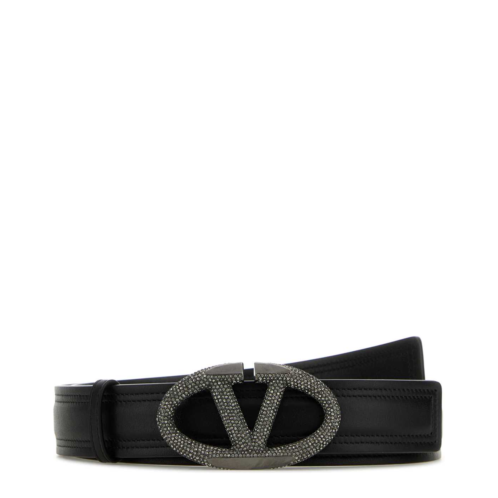 Black Leather Vlogo Belt