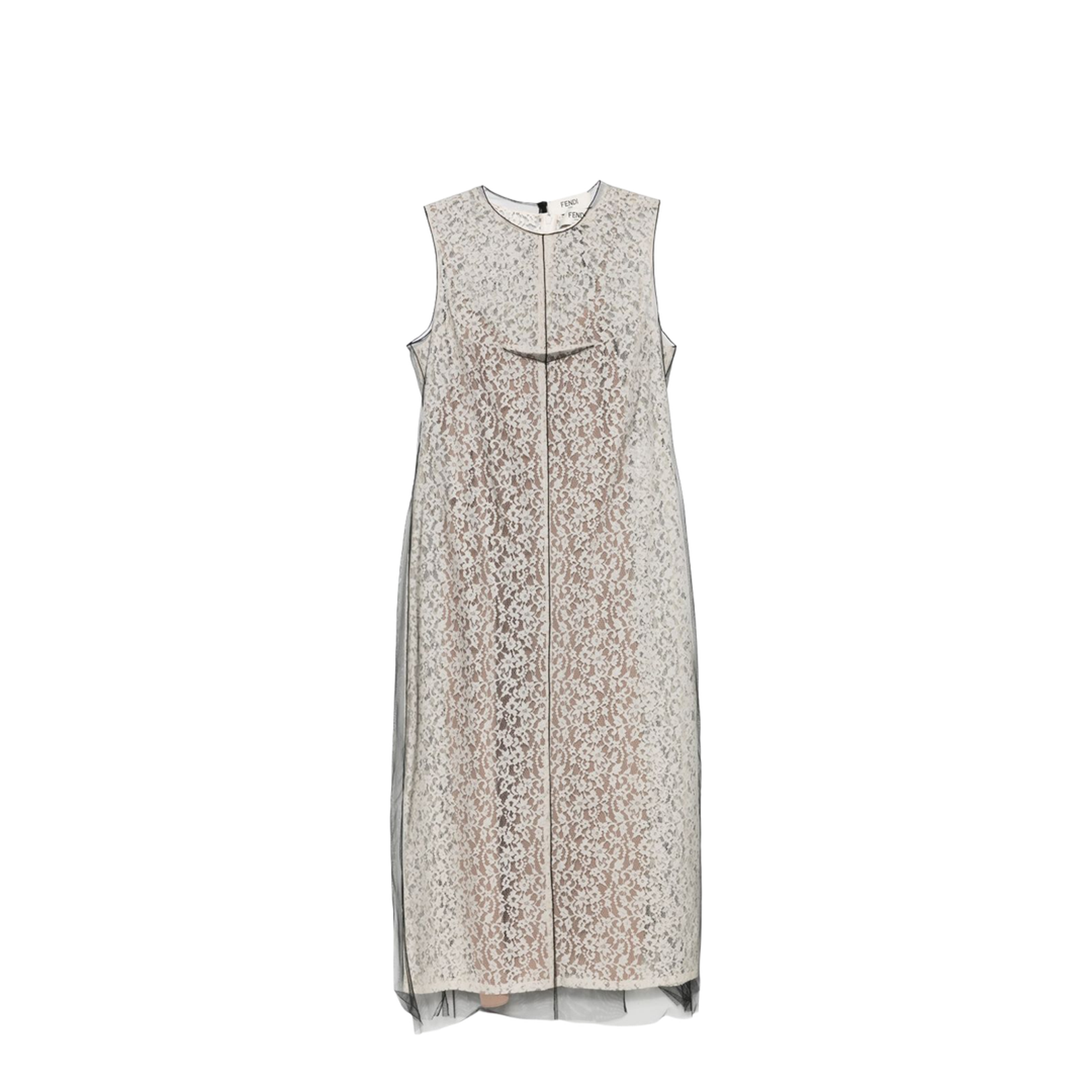 Black Rear Press-Stud Fastening Rear Slit Internal Slip Dress Double Layer