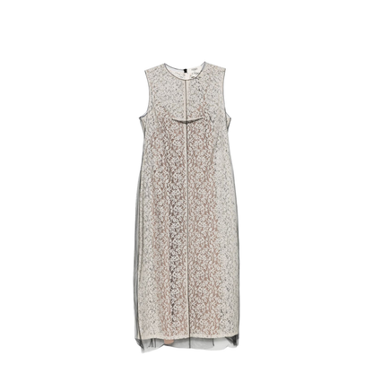 Black Rear Press-Stud Fastening Rear Slit Internal Slip Dress Double Layer