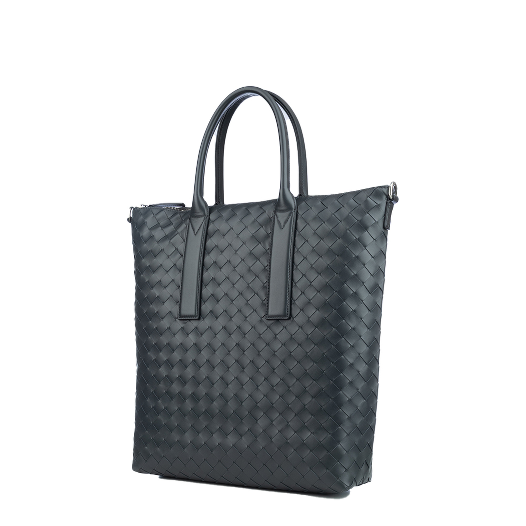 Intrecciato Leather Tote Bags - Black