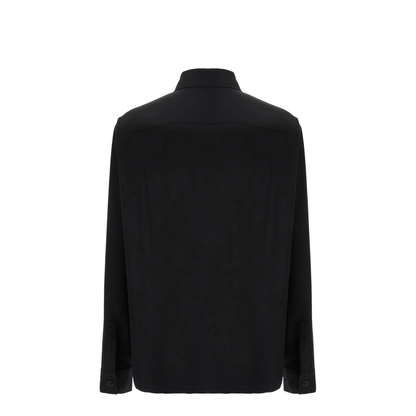Relaxed Fit Virgin Wool Stretch Overshirt Black