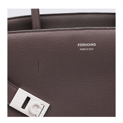 Dark Brown Leather Hug Top Handle Bag