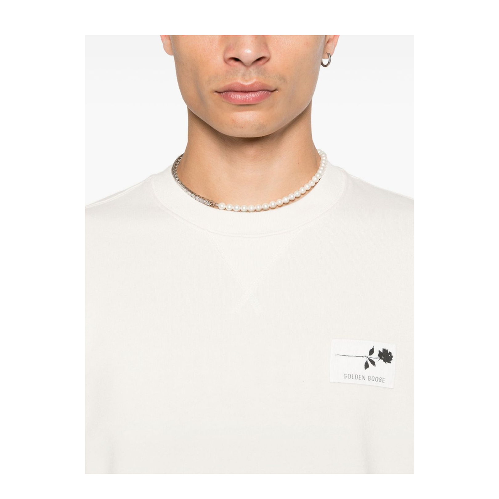 White Cotton Sweatshirt with Print on the Back