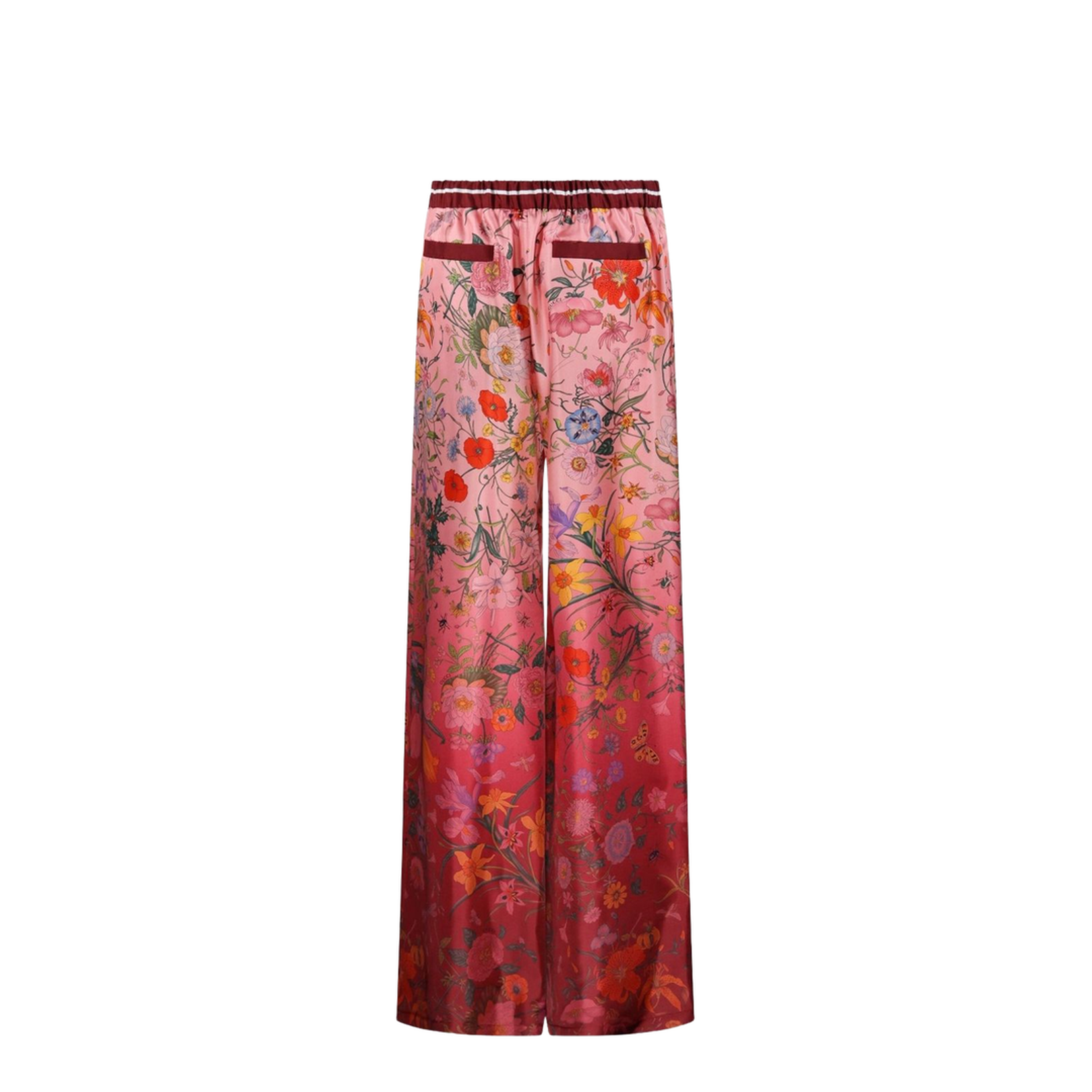 Printed Silk Pants in Pink and Rosso Ancora Red