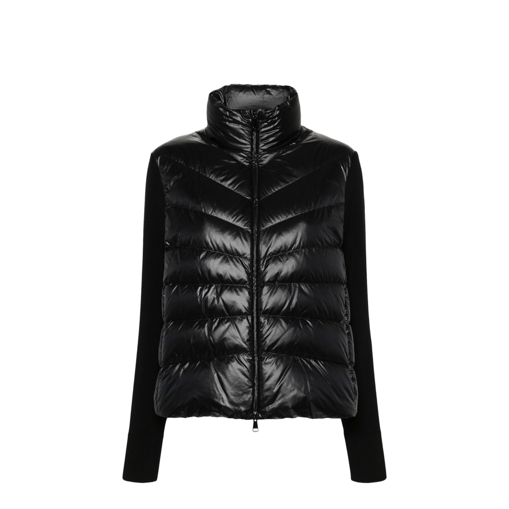 Black Padded Wool Cardigan