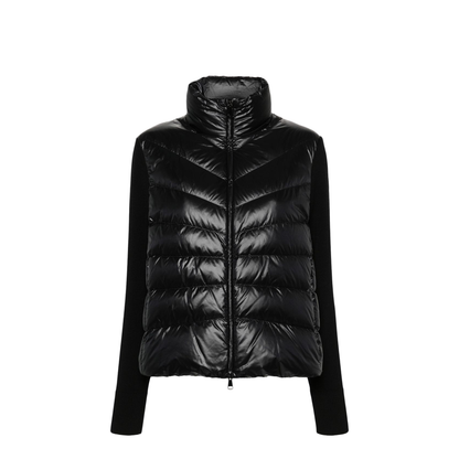 Black Padded Wool Cardigan