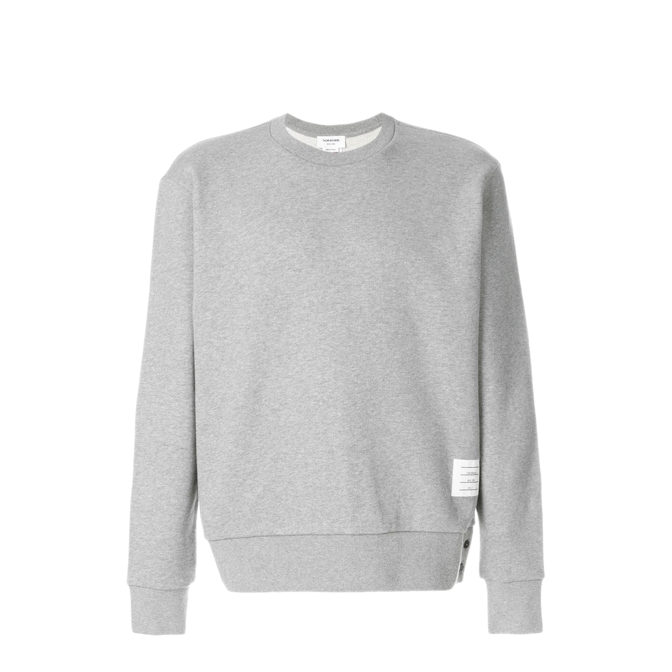 MAYFEYR - Thom Browne - Crewneck Pullover With Center-Back Rwb Stripe In Classic Loopback - MJT085A03377055