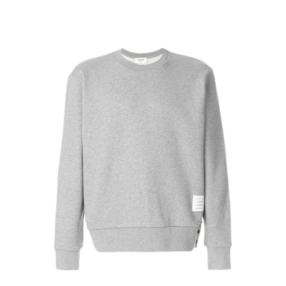 MAYFEYR - Thom Browne - Crewneck Pullover With Center-Back Rwb Stripe In Classic Loopback - MJT085A03377055