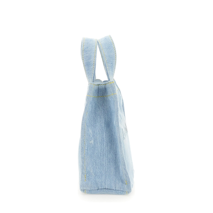 Mini Denim Shopper Bag With Logo