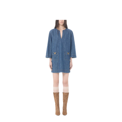 Vlogo Signature Denim Short Dress