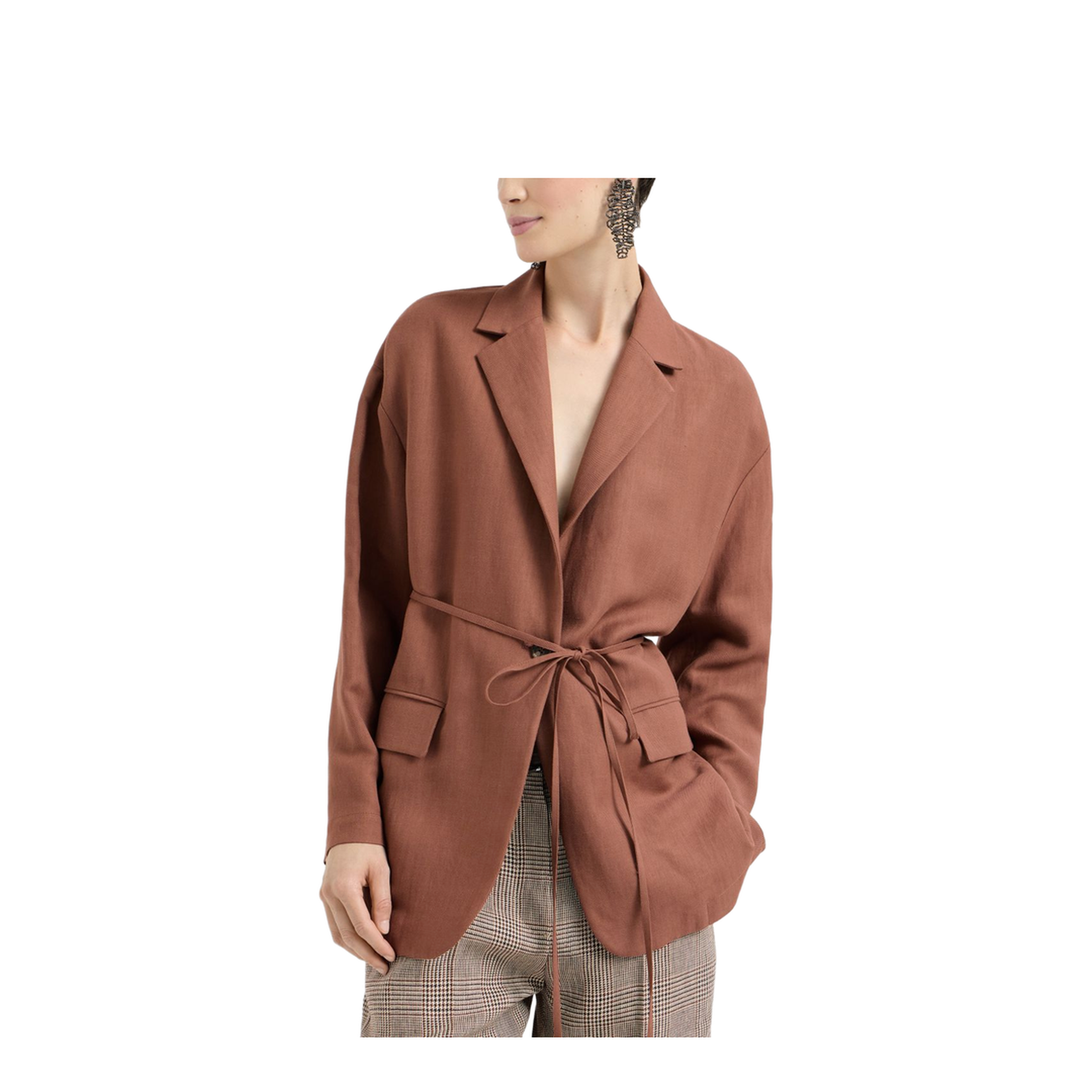 Fluid Viscose and Linen Twill Jacket with Jewellery