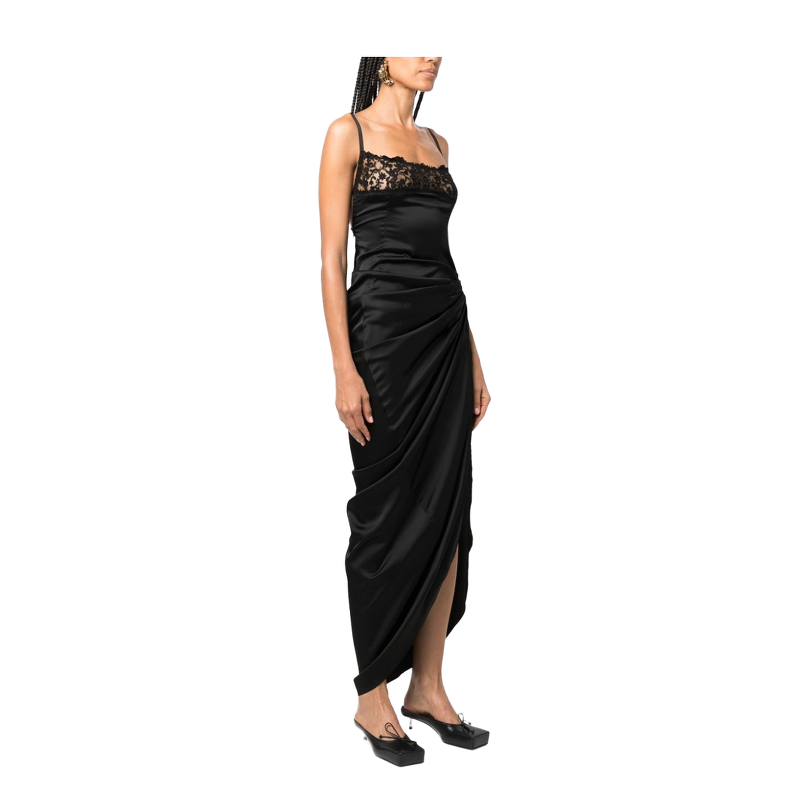 Floral-Embroidered Asymmetric Dress