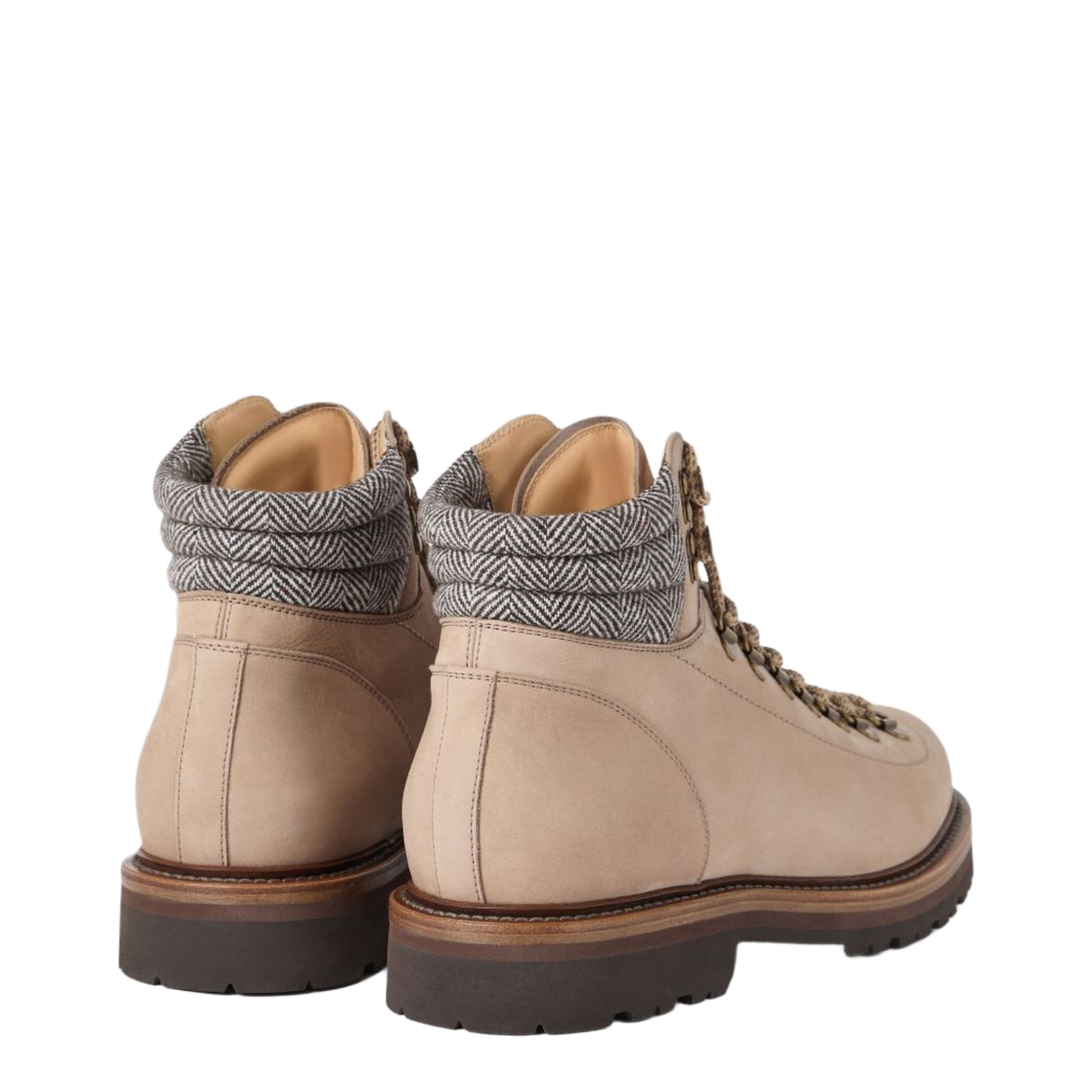 Sand Beige Front Lace-Up Fastening Ankle Boots