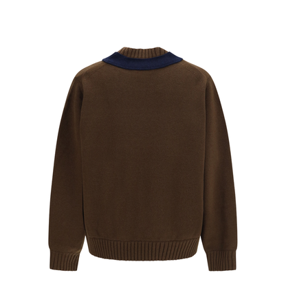 MAYFEYR - Sacai - Wool Knit Cardigan With Integrated Scarf - 2604069M