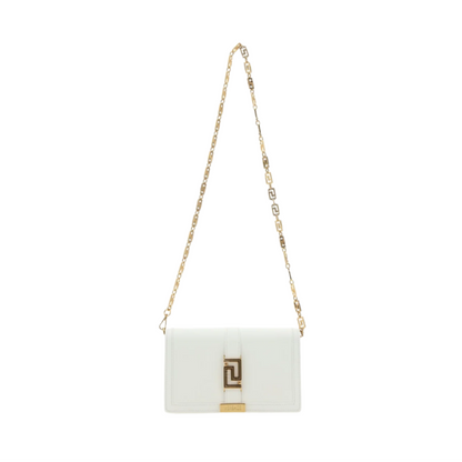 Gold-colored Greek motif shoulder bag
