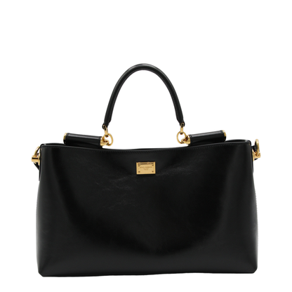 Vittoria Medium Calfskin Handbag - Black