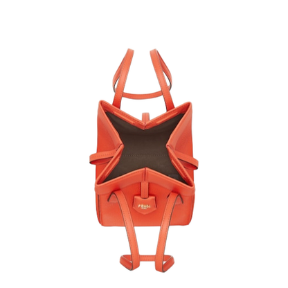 Origami Mini Leather Bucket Bags - Orange