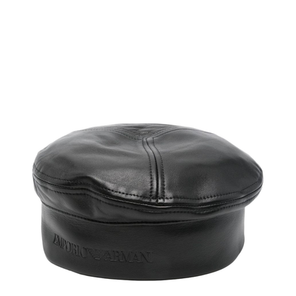 Nappa Leather Beret with Logo