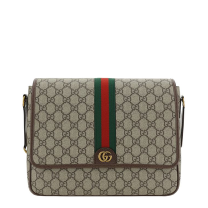 Ophidia Medium Canvas Shoulder Bag - Gray