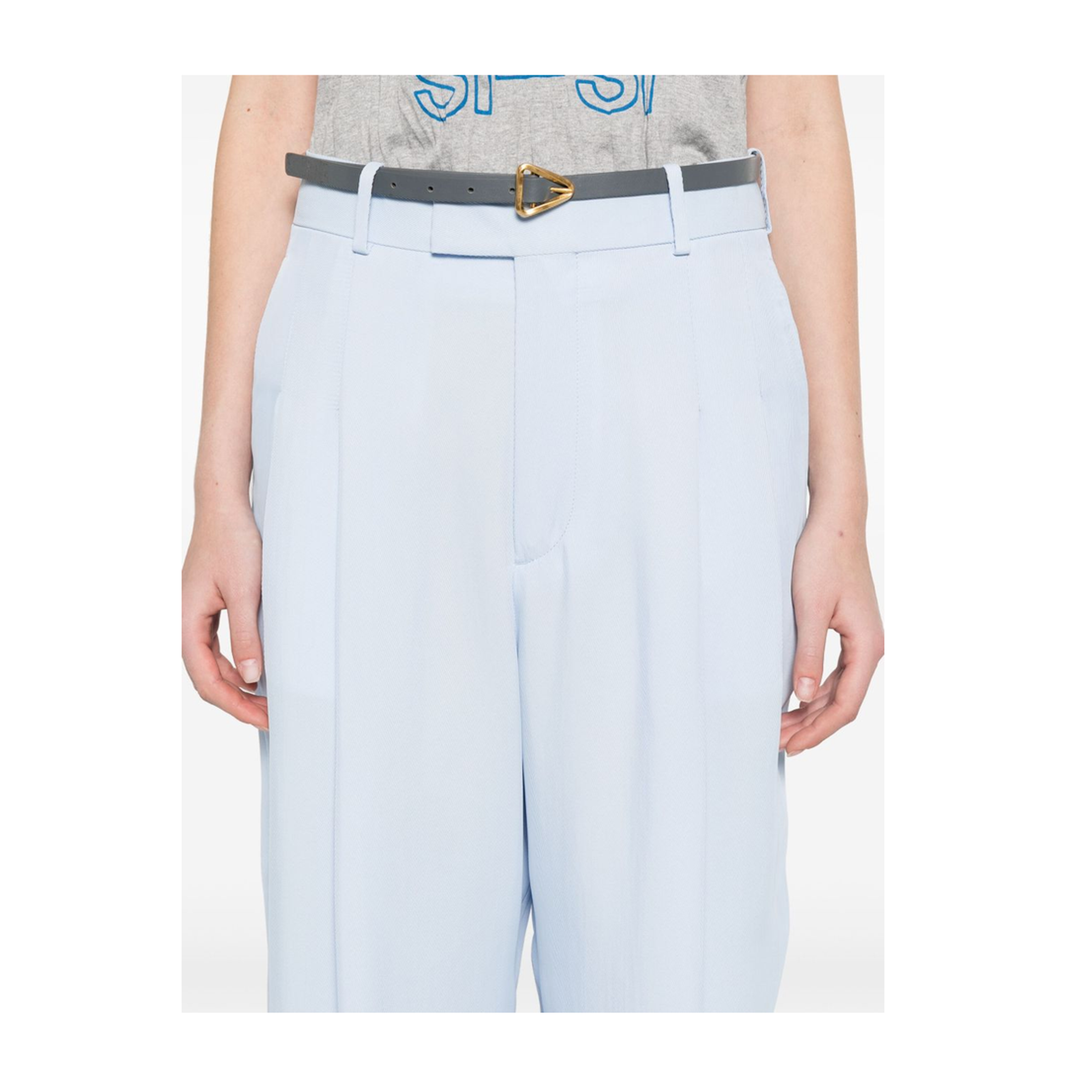 Viscose And Silk Twill Straight Trousers