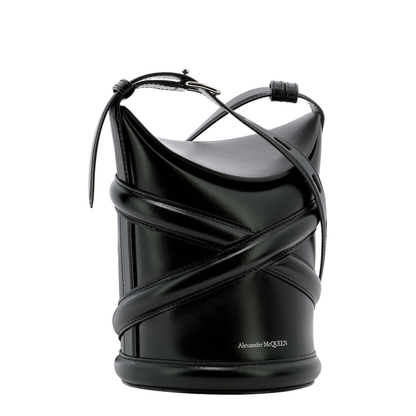 Black Leather The Curve Bucket Bag