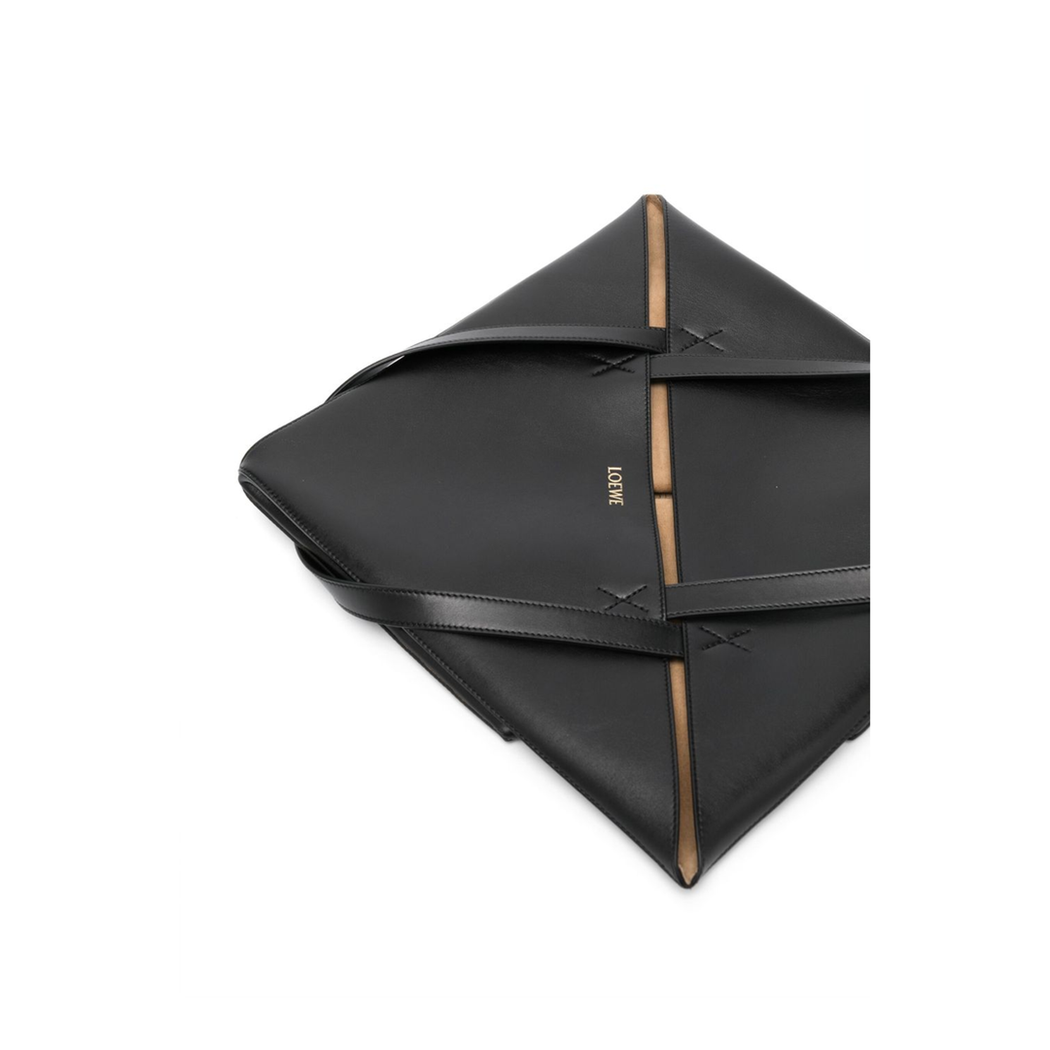 Puzzle Fold XL Shiny Calfskin Tote - Black