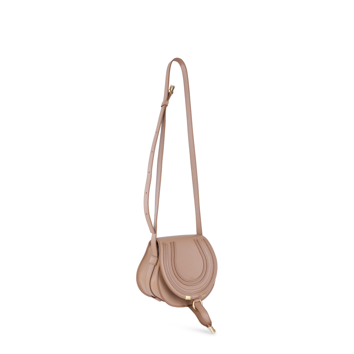Marcie Small Calfskin Saddle Bag - Light Tan Brown