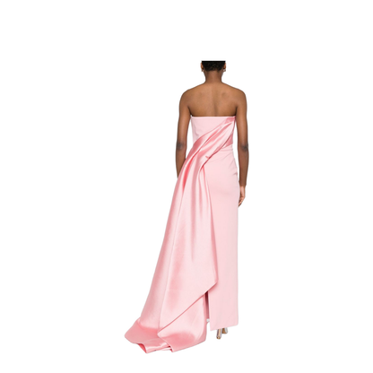Kinsley Strapless Draped Satin Maxi Dress