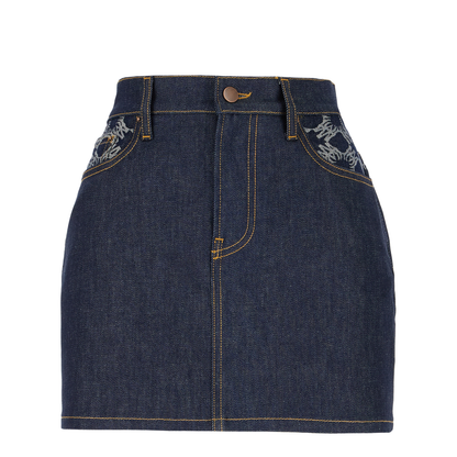 Blue denim mini skirt
