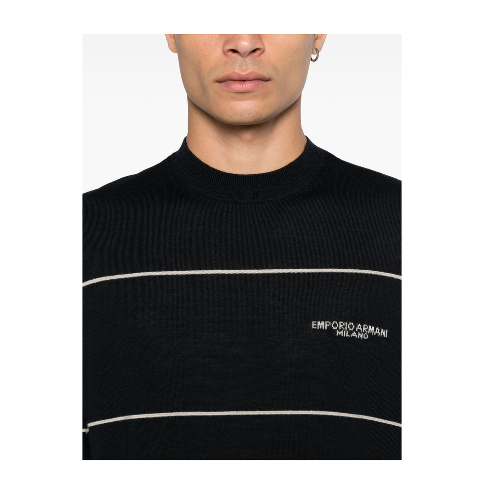 Virgin-wool jumper with jacquard logo